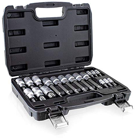BITUXX® Nussatz 18 Teilig Torx Vielzahn Innensechskant Bit Stecknüsse Torx Nüsse Werkzeug Set