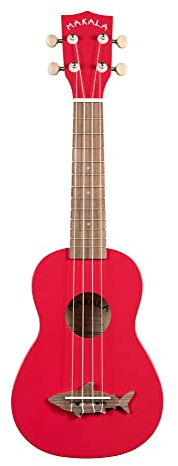 Kala Makala Shark MK-SS-RED - Red Sea Soprano Shark Ukulele, with Tote Bag