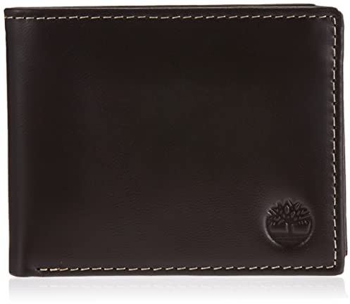 Timberland Herren Leather Wallet with Attached Flip Pocket Reisezubehör: Faltbare Brieftasche, Braun (Wolkig), Einheitsgröße