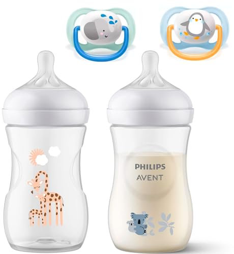 Philips AVENT Naturnah Starterset // Sea Dreams // 2 x 260ml Naturnah Anti-Kolik Flasche // 2 x Avent Schnuller Classic 0-6 Monate