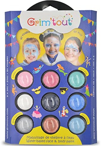 GRIM'TOUT Palette de Maquillage à l’Eau - Cadeau Enfant - Kit Thème Reine des Neiges - Taille S - Formule Douce pour la Peau Sans Parabène - Makeup Application Facile et Démaquillage à l’Eau