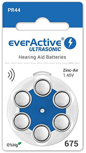 30x EverActive UltraSonic Typ 675 hearing aid Zinc Air P675 PR44 ZL1 Mercury Free