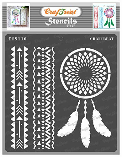 CrafTreat African Tribal Stencils for Furniture Painting Vintage - Dream Catcher Stencil- Size: 6X6 Inches - Dream Catcher Stencils for Painting on Concrete, Canvas, Garden, Paper, Fabric, Wood, Wall
