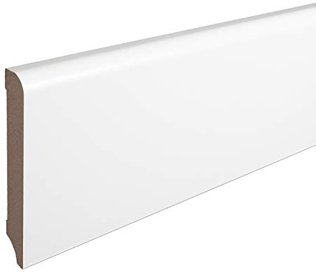 Sockelleiste München MDF WEISS Folie Oberkante Abgerundet 120mm