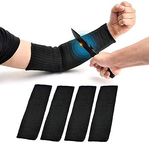2 pares de protección de brazo negro Kevlar manga resistente al corte resistente a quemaduras anti abrasión seguridad para jardín cocina trabajo agrícola