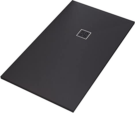 Duschwanne aus schwarzem Marmorharz mit Steinoptik PASSION - 100x110