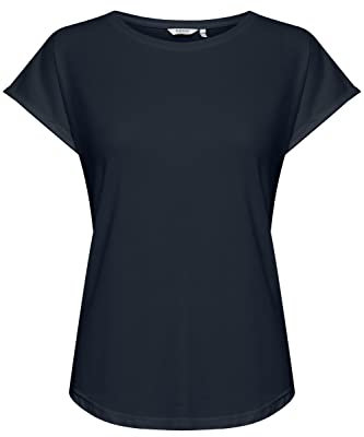 b.young BYPamila Damen T-Shirt Kurzarm Basic Shirt Rundhalsausschnitt Kurze Ärmel mit Stretch Regular Fit, Größe:L, Farbe:Copenhagen Night (80466)
