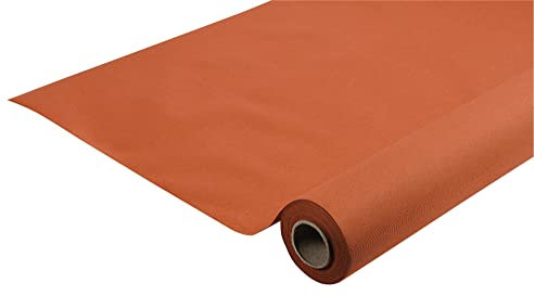 Pronappe - Réf. R581543I - Nappe jetable en rouleau de 15 M de long X 1,20 M de large - Intissée Airlaid, matière effet textile avec un tombé parfait, proche du tissu - Couleur orange