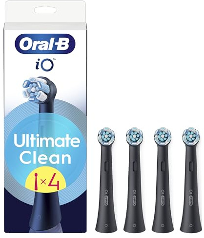 Oral-B iO Series Ultimate Clean Electric Toothbrush Heads, 4 Count, Black | Original Round Electric Toothbrush Heads, Crisscross Bristles, Deep Cleaning, Plaque Removal