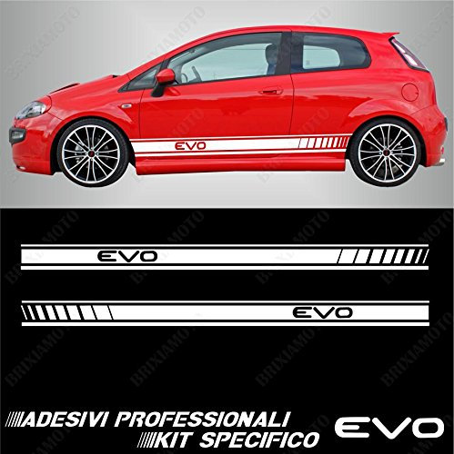 COPPIA ADESIVI STRISCE FIANCATE RACING COMPATIBILE CON FIAT GRANDE PUNTO EVO BIANCO