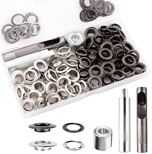 Acier inoxydable oeillets, 103 Trousses Oeillets Couture, 1/2 Pouce Oeillets Pour Baches avec base, outil de poinçonnage, idéaux la confection des toile de tente, des bâches