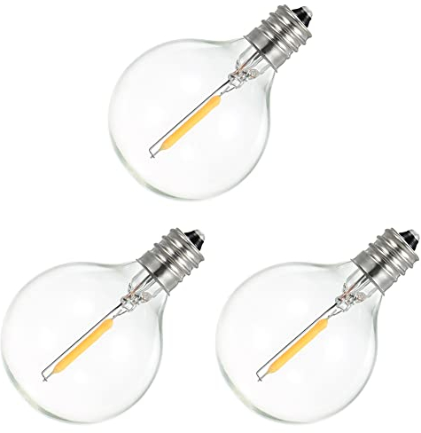 Ersatzbirnen, 3 Stück, G40, LED-Leuchtmittel, bruchsicher, mit E12-Schraubsockel, für Solar-Lichterketten, Warmweiß
