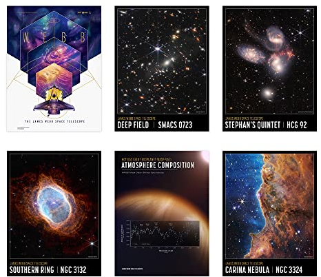 Artery8 NASA James Webb Space Telescope First Deep Field Images Wall Art Poster Pack of 6