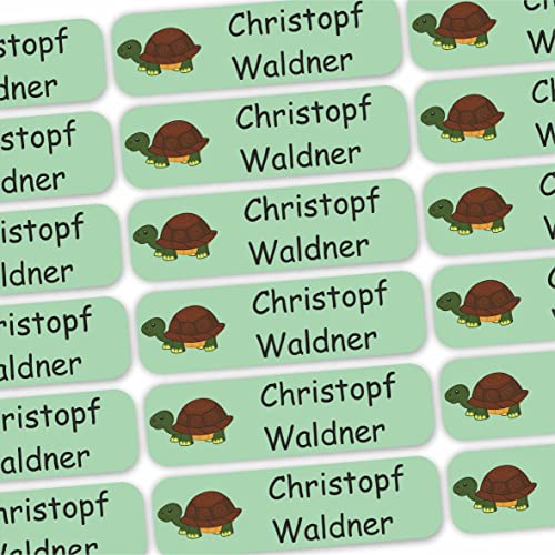 INDIGOS UG® 80 x Namensaufkleber Wäscheetiketten 35x10mm - Schildkröte - Bekleidung - für Kinder, Schule und Kindergarten - Textilien Etiketten individuell personalisiert