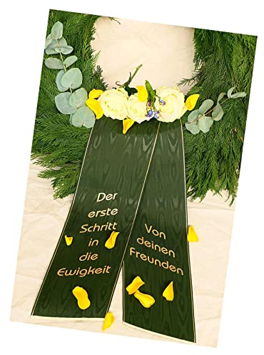 Gesteck Schleife, Grabschleife, Trauerschleife, Kranzschleife Bedruckt (125 Mm FüR Urnenkranz Oder Gesteck, Weiß)