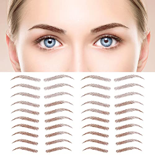 MWOOT 4D Haarähnliche Augenbrauen Tätowierungen Aufkleber,6 Blätter Wasserdichte Augenbrauen Transfer Aufkleber,Shaping Brow Tattoo Falsche Augenbrauen für Frauen (Braun,08)