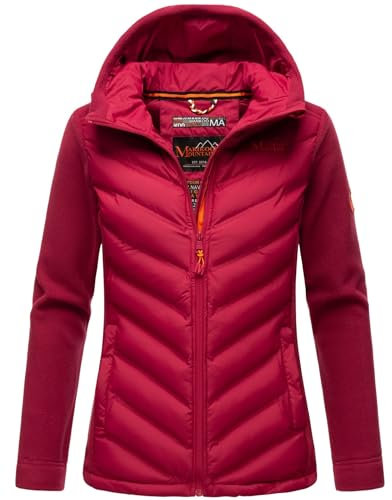 MARIKOO Damen Fleece Hybrid Jacke Trekking Wanderjacke Übergangsjacke [B929-Haruna-Fuchsia-Gr.XS]