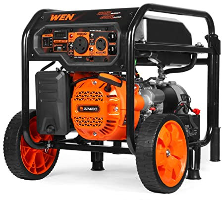 WEN Generatore portatile da 5600 W, avviamento elettrico, 224 cc, interruttore di trasferimento e pronto per camper con sensore di spegnimento CO (GN5602X)
