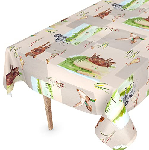 Wachstuchtischdecke Wachstischdecke Tischdecke abwaschbar Gartentischdecke Wachstuch Eckig rund oval 160 x 140cm Schnittkante Jäger Motiv