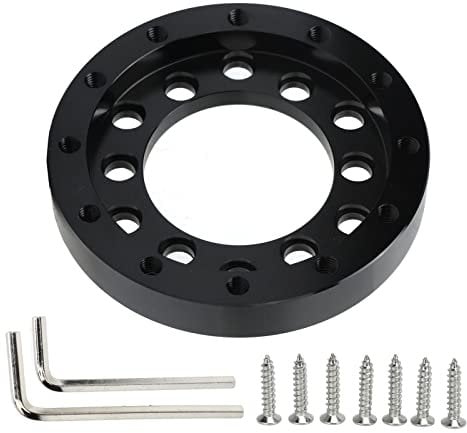 TKSE Steering Wheel Adapter Plate, Steering Wheel Adapter Black Plate CNC Aluminium Alloy for Logitech G25 G27 G29 G920 13 14in Steering Wheel(70mm)