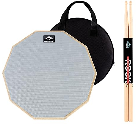 EASTROCK Übungs-Schlagzeug-Pad, Anfänger-Trommelpads, 29,2 cm, doppelseitig, Slient, Gummi-Dumb Drum mit Drumsticks und Aufbewahrungstasche (29,2 cm, Grau)