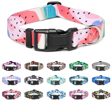 Mercano Hundehalsband Verstellbares, Weich Nylon Komfort & Robuster Gemustertes Hunde Halsband für Kleine Mittlere Große Hunde Welpen Katzen (S, Wassermelone)