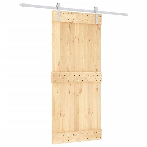 vidaXL Porta Scorrevole con Set Hardware 90x210 cm Legno Massello Pino