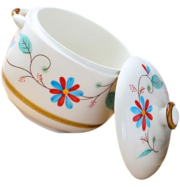 BESTonZON Estofado Bote De Porcelana Sopera De Porcelana Cocotte De Porcelana Tazón De Bocadillos Tazones De Cereal Titular De Condimento Taza Humeante Ensaladeras Cerámica Mini Olla