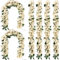 Crowye 10 Stück goldene Weihnachtsstern-Girlande mit Stechpalmenblättern, künstliche Weihnachtssterne, Blumenranken, Weihnachtsdekoration, für Kaminsims, Kamin, Tisch, Innen- und Außenbereich,