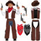 Velmawig Cowboy Kostüm Kinder Deluxe Zubehör Set Western Cowboy Polizei Cosplay Karneval Kostüm mit Sombrero Cowboyhut Weste Halstuch Bandana für Jungen Mädchen Geburtstagsparty Dress Up VL006XL