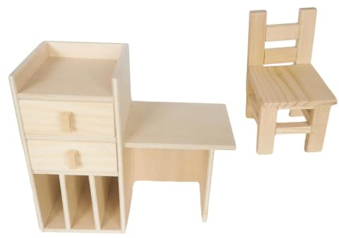 Milageto Puppenhaus-Schreibtischstuhl, Rollenspiel-Spielzeug, Rollenspiel-Möbelmodell, Mini-Studientisch für Zubehör im Maßstab 1:12