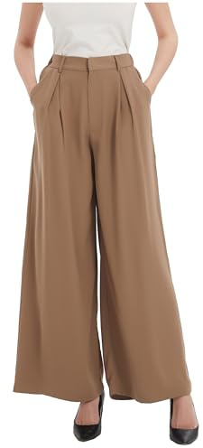 Tronjori Womens High Waist Casual Wide Leg Palazzo Business Pants