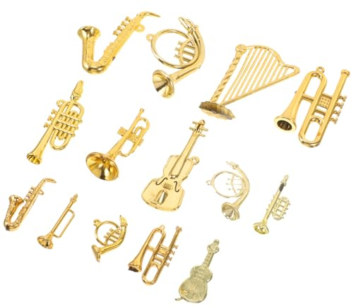 HOLIDYOYO 14stücke Miniatur Weihnachtsinstrumente Teiliges Set Weihnachtsbaum Deko Für Kreative Bastelprojekte Puppenhaus Musikinstrumente Als Festlicher Baumschmuck
