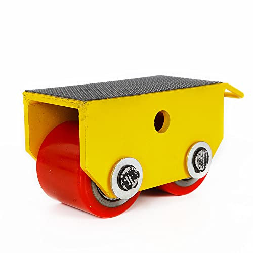 Panzerrollen Schwerlast-2.5T Transportrollen aus Stahl, MaschinenRoller Mover Cargo Trolley - Transportfahrwerk 2 Roller für Maschinen, Möbel und Geräte (Gelb)