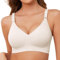 TOMEEK Bras for Women Non Wired Support Full Coverage Push up V Neck Seamless Wireless Bra Ladies Comfort Everyday Bras Zero Feel Bralettes with Pads,White, Size L