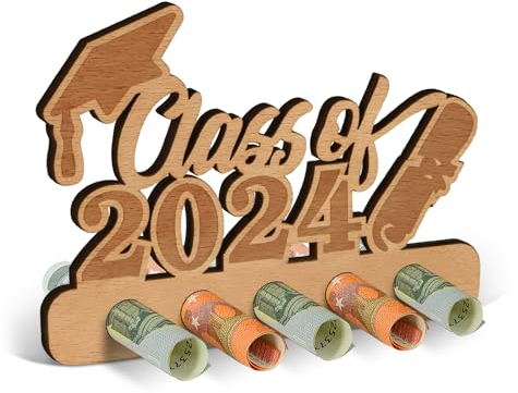 Giftota Abschluss Geschenk Geldgeschenk Holz - Geldgeschenk als Bachelor, Abitur 2024, Matura, Class of 2024, Abschluss Gästebuch Geschenk