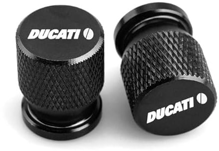 SUHNGE Für Ducati Maßgeschneidert Motorrad Ventilkappen, 2 Stück Aluminium Ventilkappen Luftdichte Ventilkappen, Ventilschaftabdeckungen für Motorräder,Black