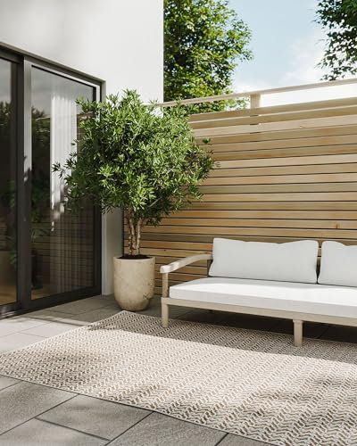 benuta Basic In- & Outdoor Teppich Kaleo - Beige 80x150 cm - Geometrische Muster - Wetterfest & UV-beständig für Balkon, Terrasse, Garten, Küchenteppich & Wohnzimmerteppich - Leicht zu Reinigen