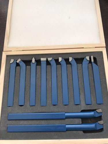 11Pcs 12mm Carbide Tipped Lathe Turning Tools Metal Cutter Cutting Tool Bit Set Carbide Tip Cutting Turning Boring Bar Set Knife Set Bits for Mini Lathe