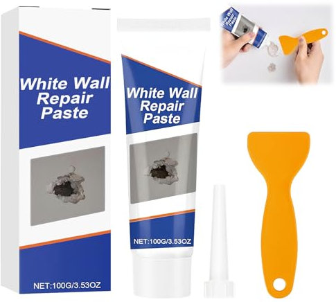 Wandausbesserungs Paste, Wandreparaturcreme, Reparaturmittel zur Beschädigte,Spachtelmasse Weiß Innen mit Rakel,Reparieren Sie Löcher und Risse in Wänden, Reparieren Sie Kaputte Wände Einfach