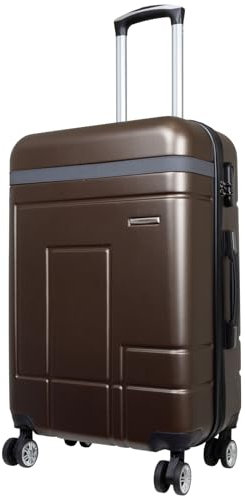 Trendyshop365 Koffer mittelgroß Hartschale Genf 67cm 60 Liter 4 Rollen Braun