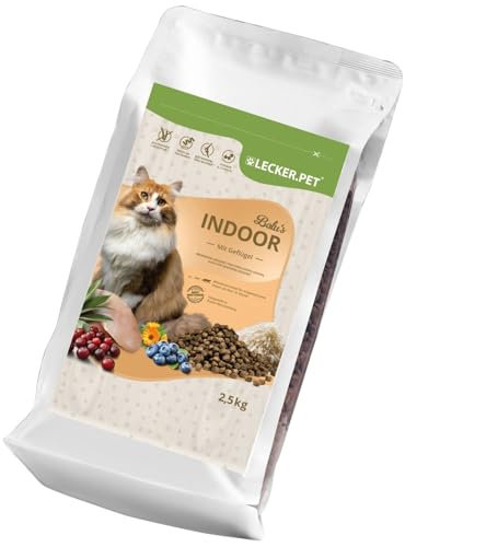 Lecker.Pet® | 2,5 kg Balu's Indoor Geflügel Katzen Trockenfutter Vollnahrung | Glutenfreies, vitaminreiches Katzenfutter | Trockenvollnahrung für Erwachsene Katzen | Nährstoffreiche Proteinquelle