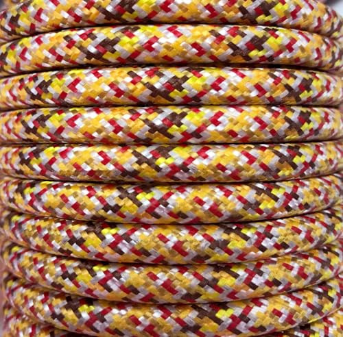 25m CABLE TEXTIL NARANJA tipo de cable de cuerda decorativo para instalaciones eléctricas.