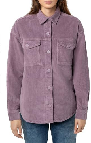 Eight 2 Nine Damen Cord Hemdjacke – Lässige Cordjacke mit Knopfleiste purple S