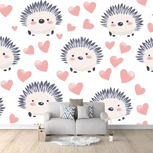 Vliestapete 350 x 256 cm Tapete Cartoon Igel Motiv Wanddeko tapeten Weiß Schlafzimmer Wohnzimmer Hotel Spa Büro Flur Moderne Fototapete Dekoration
