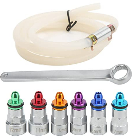 Ausla Clés de Purge de Frein 7 Mm/0,28 Pouces-12 Mm/0,47 Pouces Caoutchouc Métallique 6 Adaptateurs Idéal pour Toutes les Voitures Clapet Anti-retour Élimine L'air ou le Vieux Liquide