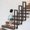 OVLRIJP Ringhiera per Scale Interne, Corrimano per Scale Interne a U, Ringhiera per Esterni con Viti, Corrimano Scale a Forma di U per Soffitta, Veranda e Corridoio (Nero-Montaggio Laterale, 110cm)