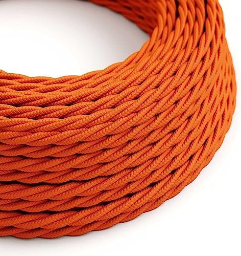 DC VOLTAGE 3m 2 Core Twisted Cable Flexible Wire Lamp Cord, 2 Conductor 10ft Antique Braided Wire Twisted Fabric Lighting Cable Cloth Covered Cables DIY Lamps Electrical Wire (Orange)