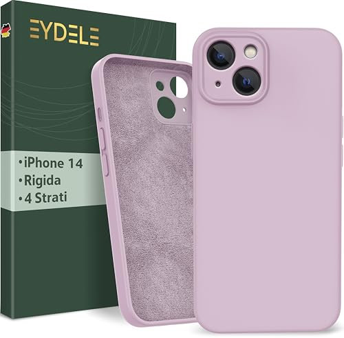 EYDELE Quadrupla Protezione per iPhone 14 - Case Rigido | Fodera in Microfibra | Custodia Silicone Anti Impronta - Cover Rosa cipria