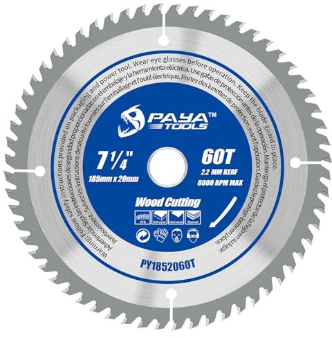 PAYA TCT PY1852060T Lame de scie circulaire, Ø 185 mm x 20 mm, 60 dents, accessoires, scie, bricolage, coupe du bois de chauffage, pour palettes, bois, etc